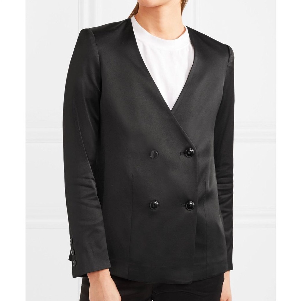 Frame Double Breasted Satin Blazer